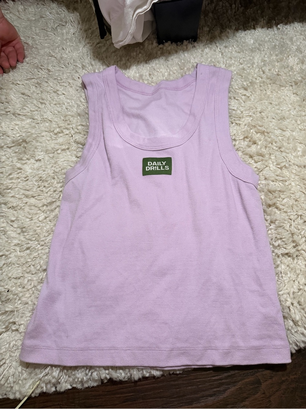 Daily Drills Lavender Ribbed Tank Top with Chest Logo